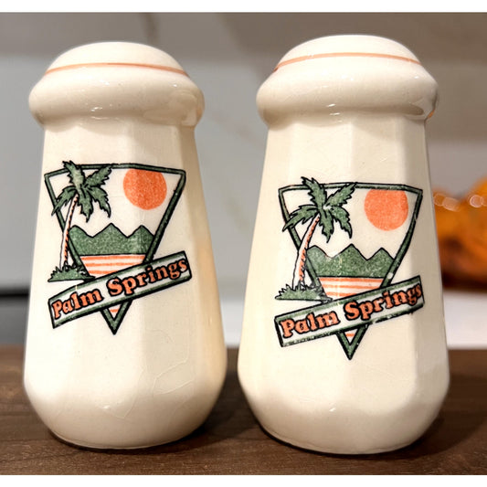Palm Springs MCM Retro Salt & Pepper Shakers Kitschy Souvenir Palm Trees Vintage