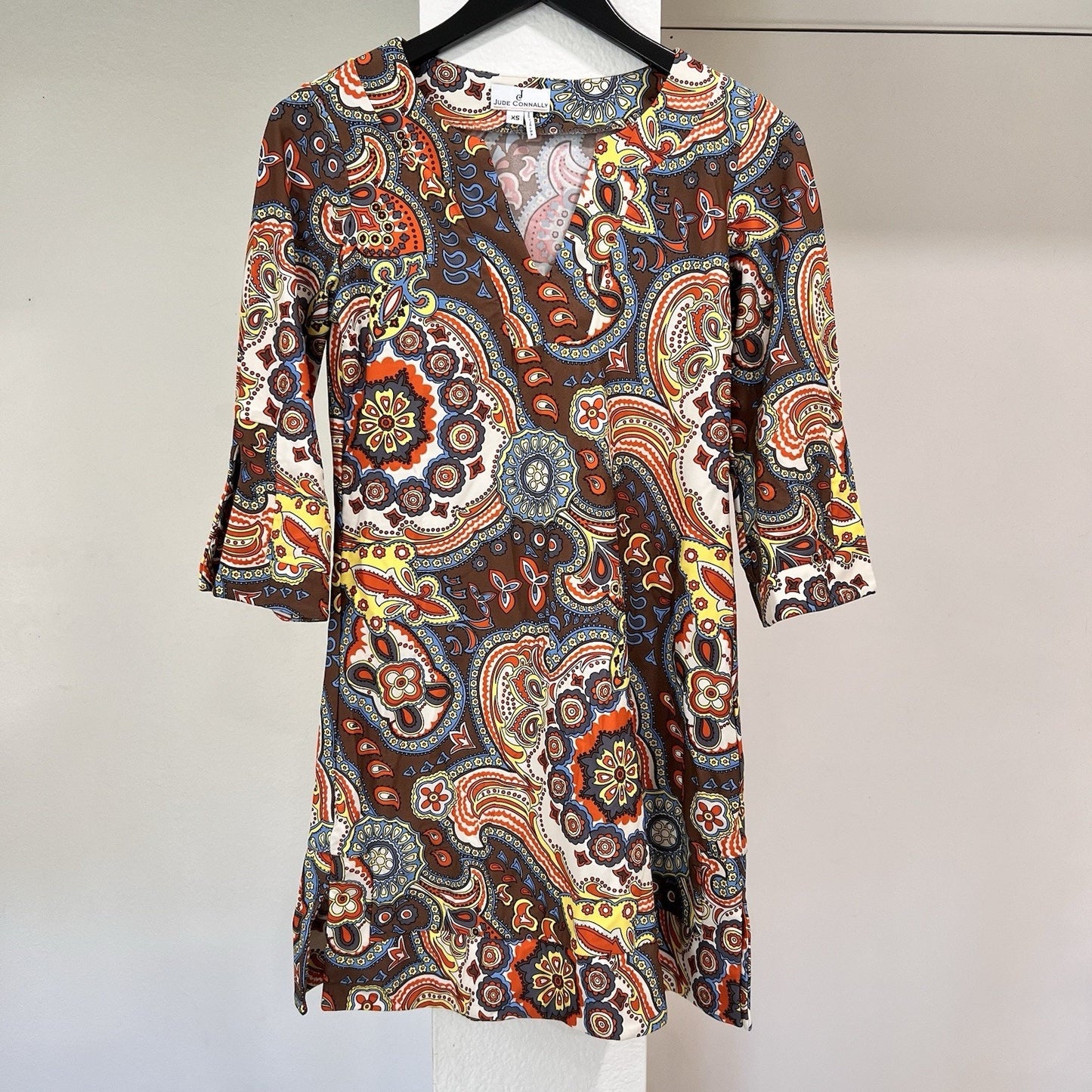 Jude Connally Holly Tunic Mini Dress XS Mod Retro Resort Go Go Hippie Boho Shift