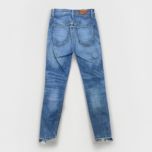 Madewell Sz 25 Curvy High Rise Skinny Jeans Crop Raw Hem Denim Distressed