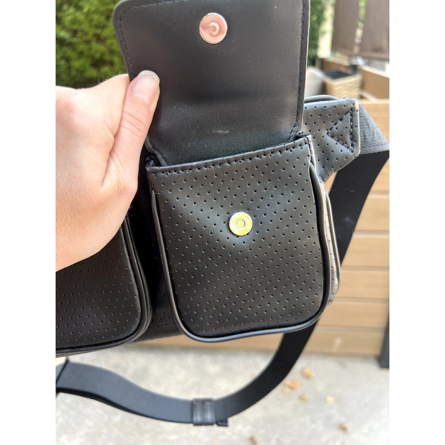 $298 Michael Kors Black Vegan Faux Leather Belt Waist Bag, Fanny Pack Cross Body