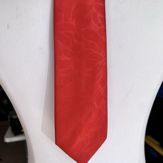 Imani Uomo Tie Bright Red Embossed Texture Floral 60x3.5 Classic Necktie