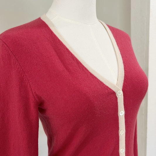 TSE 100% Cashmere V-Neck Cardigan Sweater XS Pink Romantic Coquette 90s Preppy