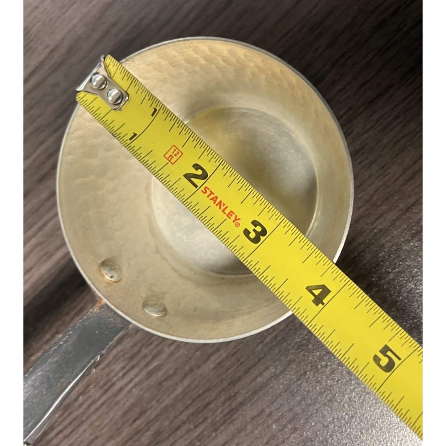 Vintage Hammered Copper Measuring Cup w/ Pour Spout & Cast Iron Handle