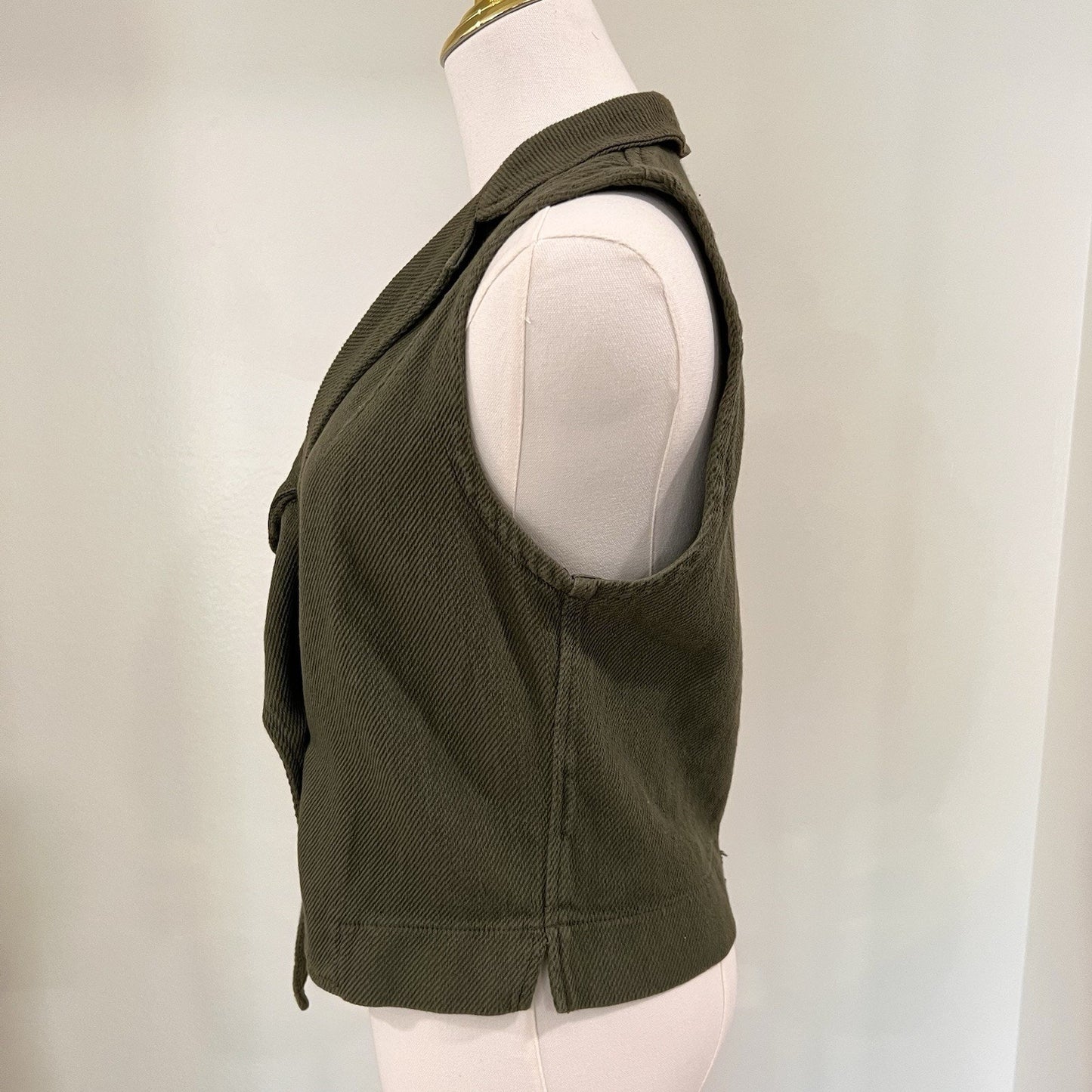 Lurdes Bergada Womens Vest (M) Utility Architectural Urban Lagenlook Green Twill