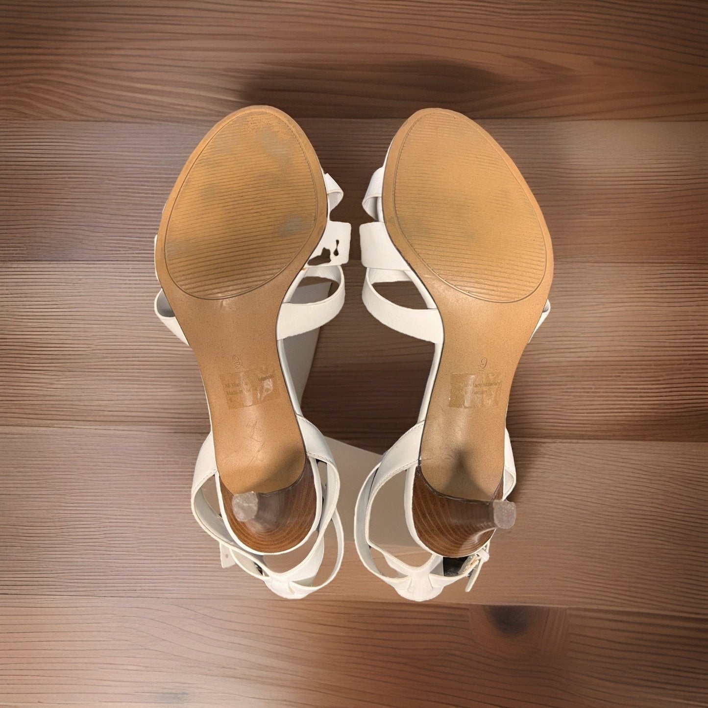 Coach and Four White Ankle Strap Heels Sandals