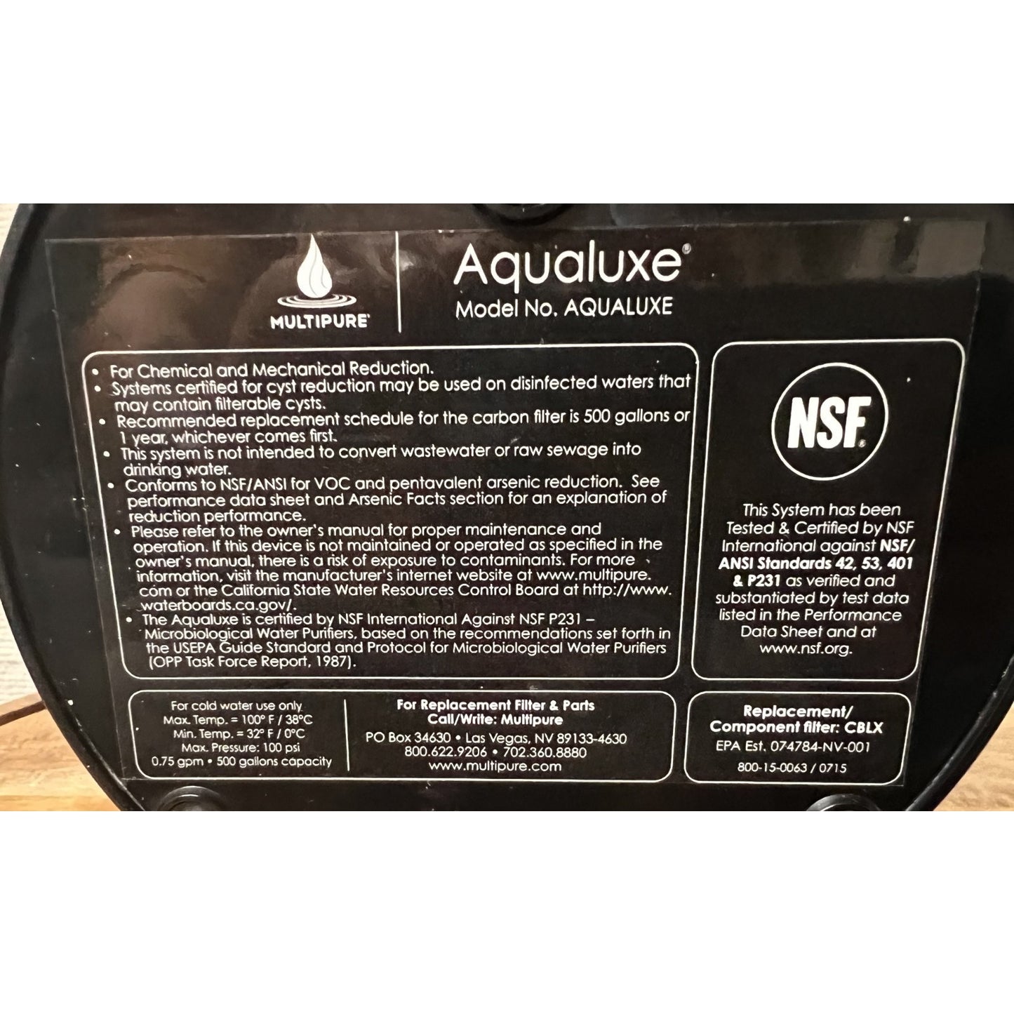 Multipure Aqualuxe Countertop Drinking Water System - Working