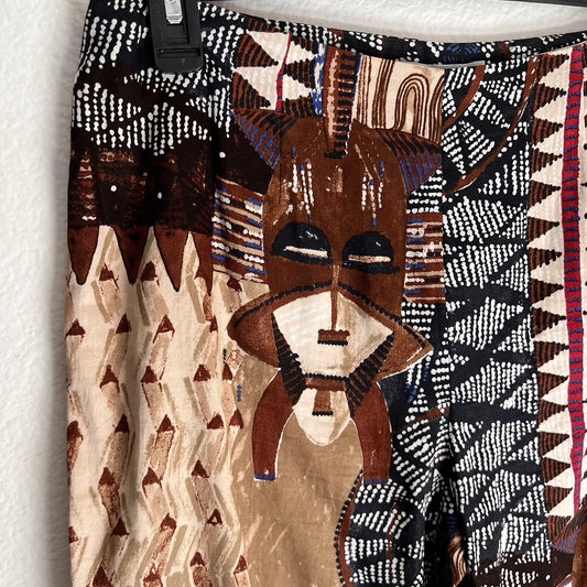 SAKS FIFTH AVE (12) Tribal African Ethnic Straight Leg Capri Pant