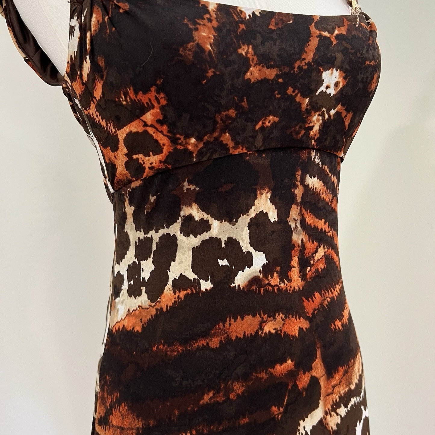 NWT Caché Dress Y2K Vintage XS (0) Animal Print Jersey Shore Clubwear Mob Wife