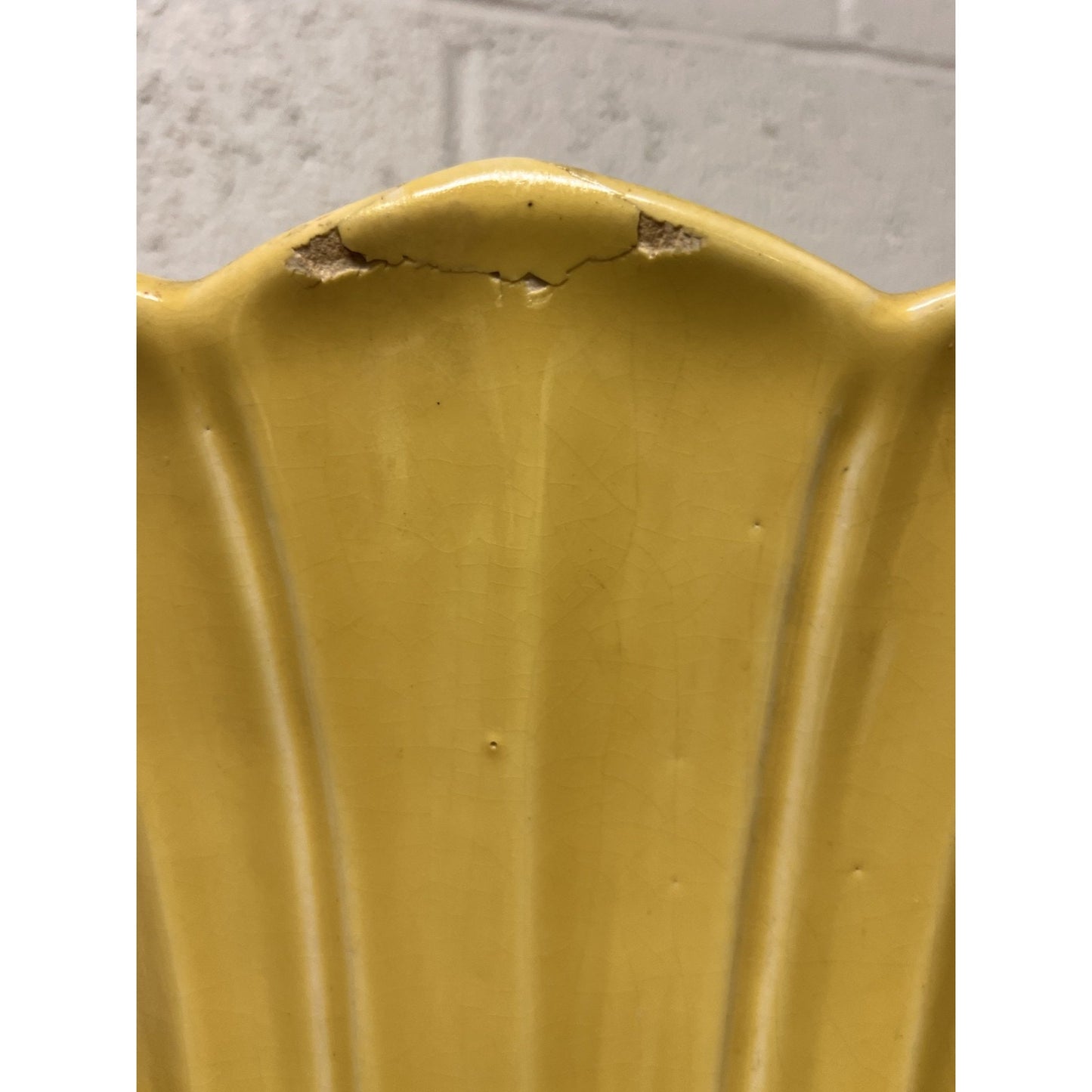 Nelson McCoy Pottery Mid-Century Modern 14.5" Yellow Tall Fan Vase Marked No. 89