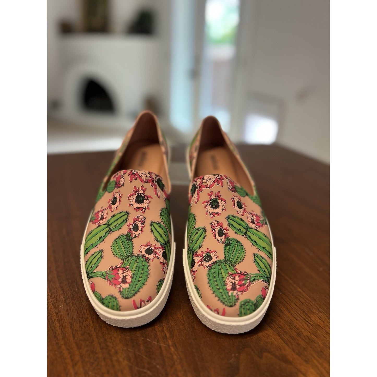 Melissa Ground III Pink Cactus Flower PVC Slip-on Sneakers Women’s Size 9
