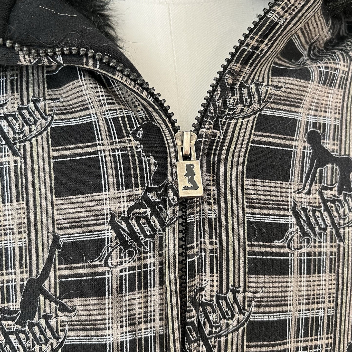 No Fear Jacket (M) Full Zip Hoodie Sherpa Y2K Mall Skater Punk Scene Tumblr Emo