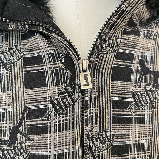 No Fear Jacket (M) Full Zip Hoodie Sherpa Y2K Mall Skater Punk Scene Tumblr Emo