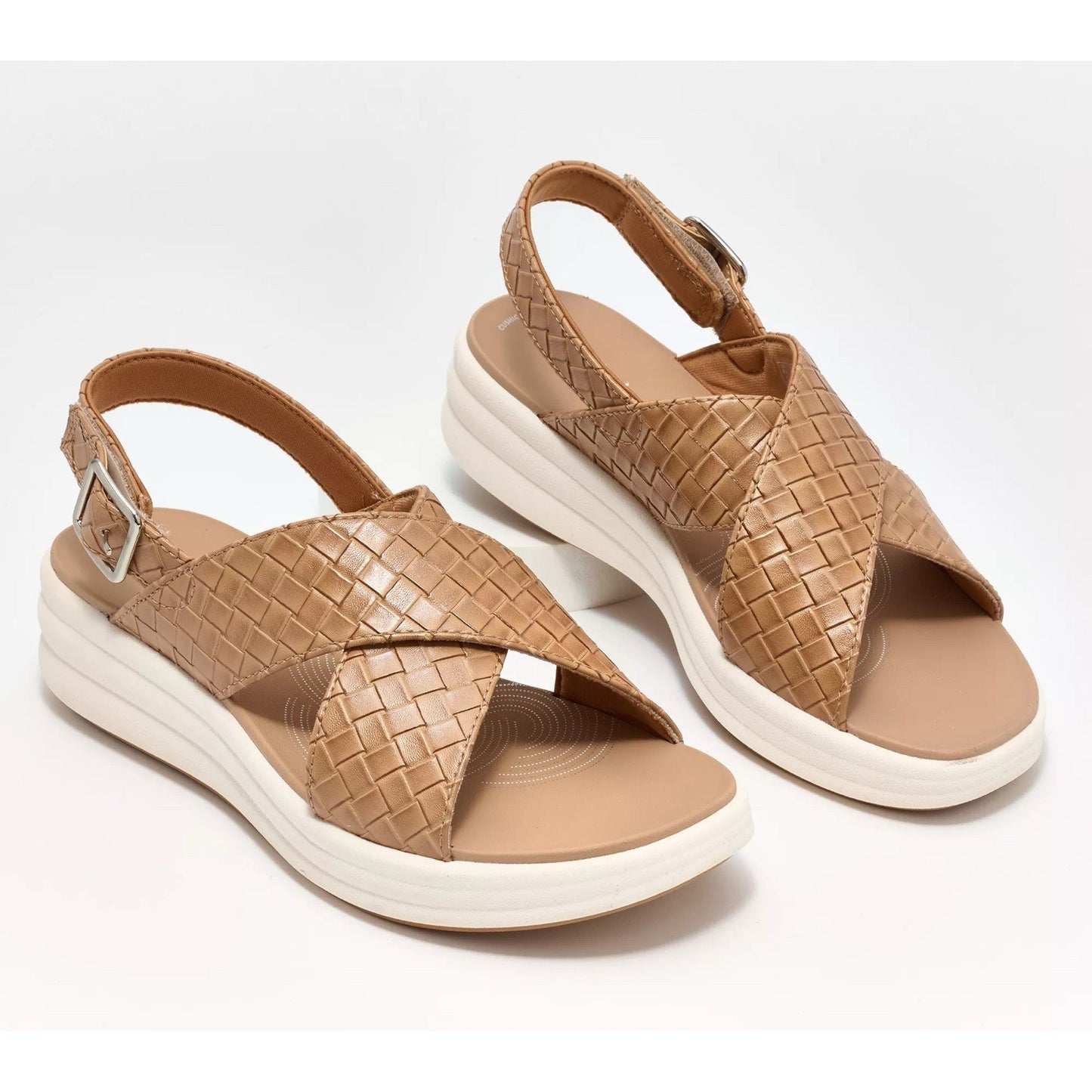 Clarks Cloudsteppers Backstrap Sandals Drift Sun 8.5W Cushionsoft Foam Beige
