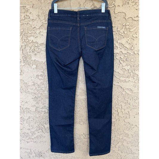 NWOT Calvin Klein Straight Leg Jean Size 4, 32 Long/Tall Power Stretch Dark Wash