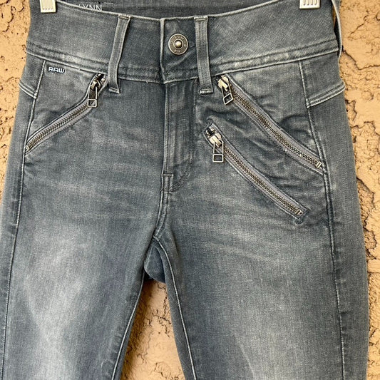 G-Star RAW Lynn Biker Mid Super Skinny Ankle Zip 24x30 Grey Moto Streetwear
