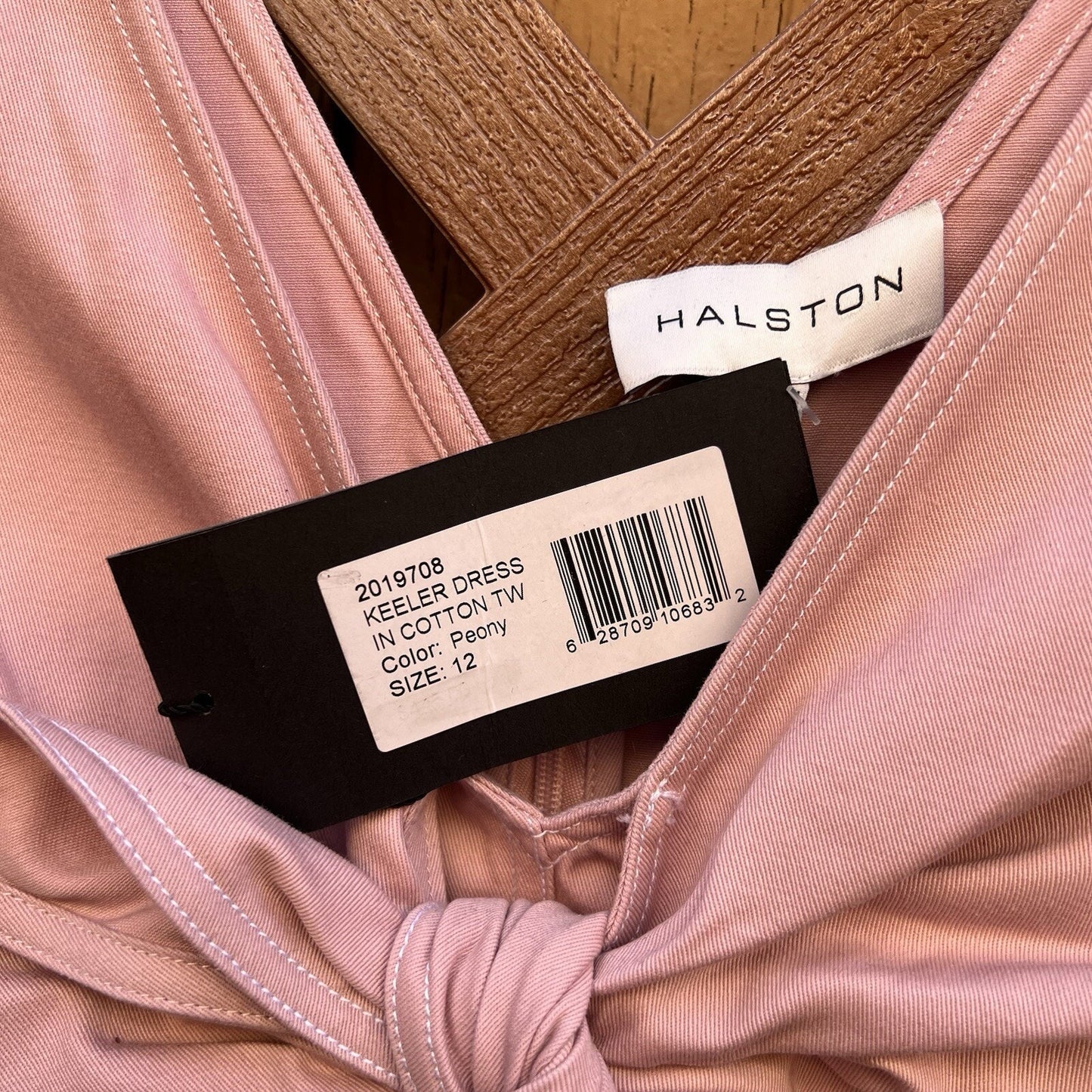 NWT $445 (12) Halston A-line Minidress Twist Front Designer Preppy Baby Pink