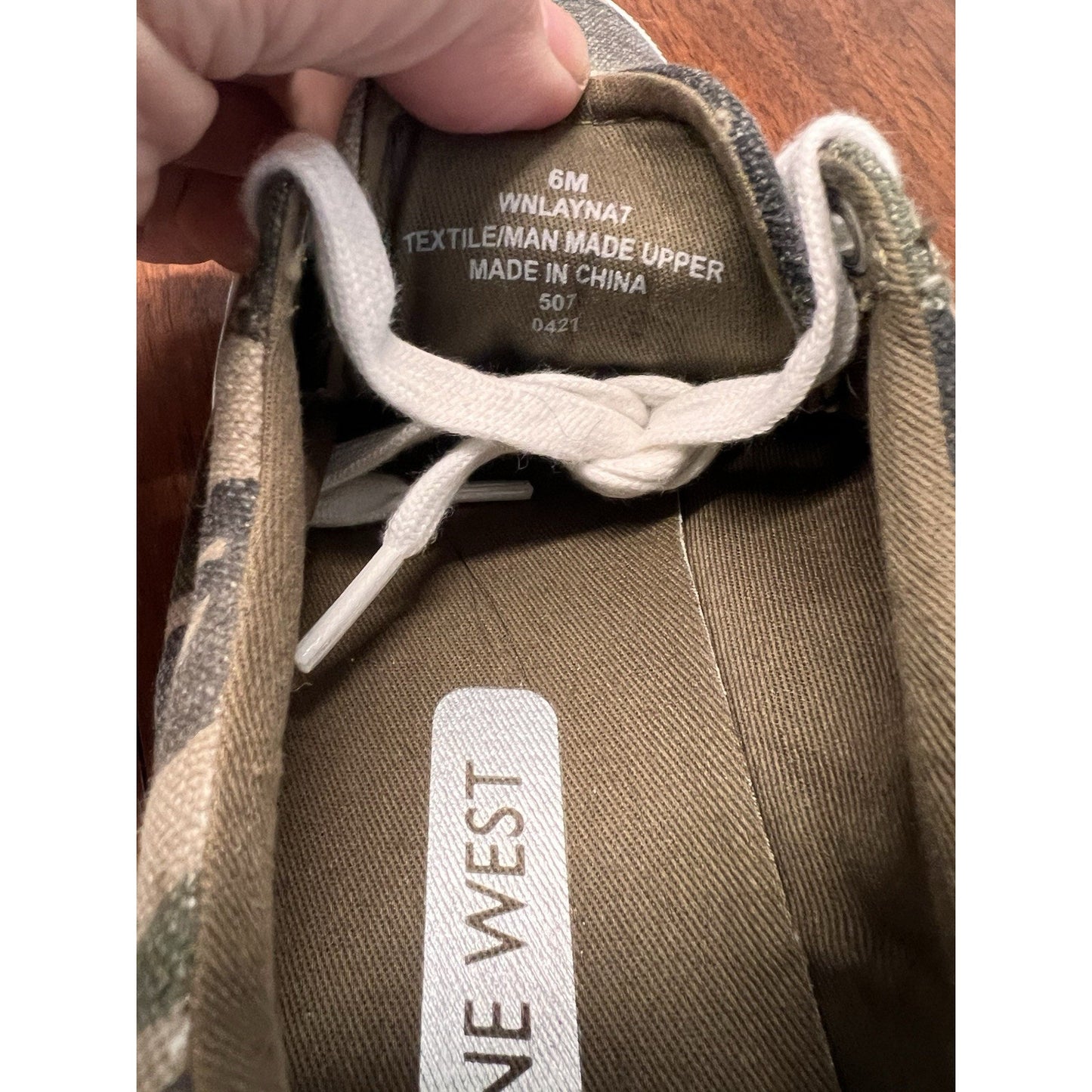 Nine West Layna Women's Camo Green Lace-up Sneakers Size 6