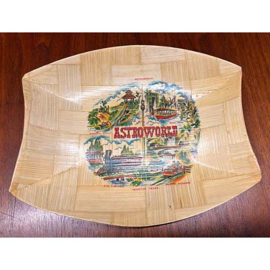 Vintage Bamboo Houston Astroworld Souvenir Bamboo Tray