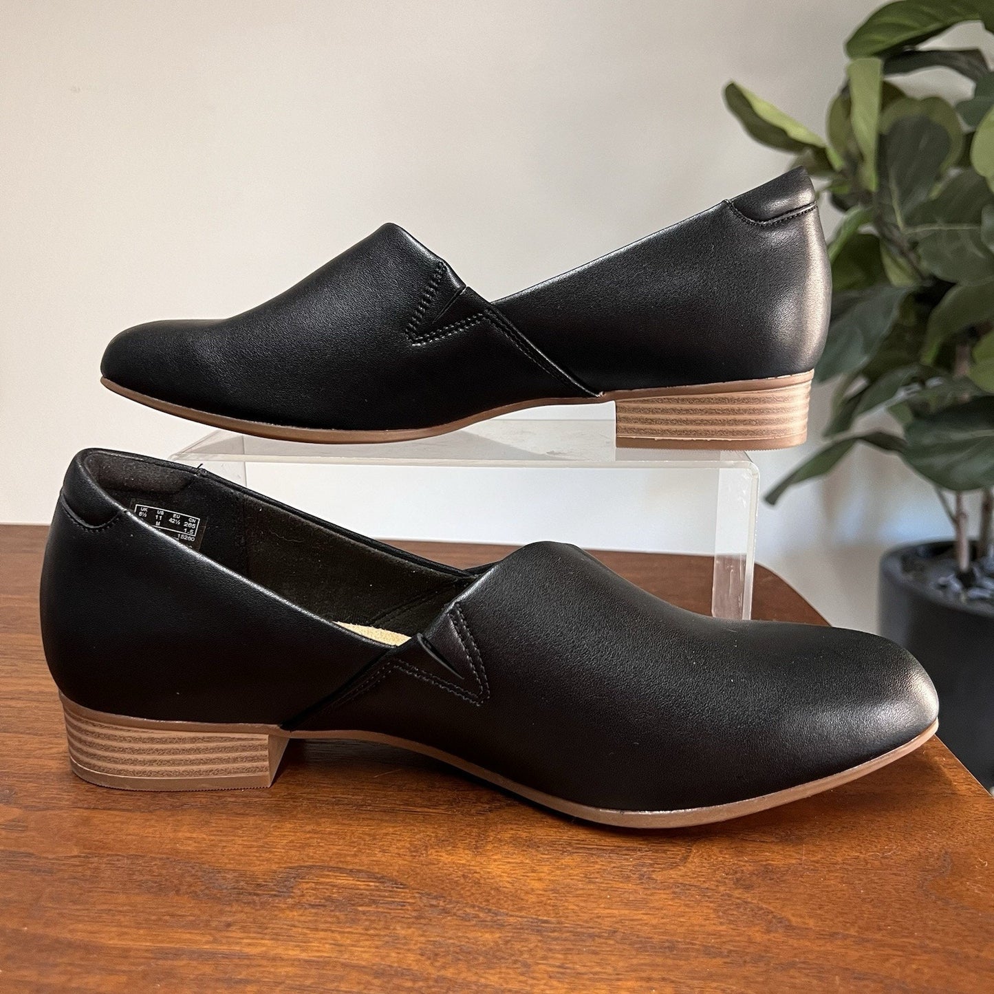 Clarks Juliet Palm Slip On Loafer 11M Black Leather Womens Shoes Comfort Ortho