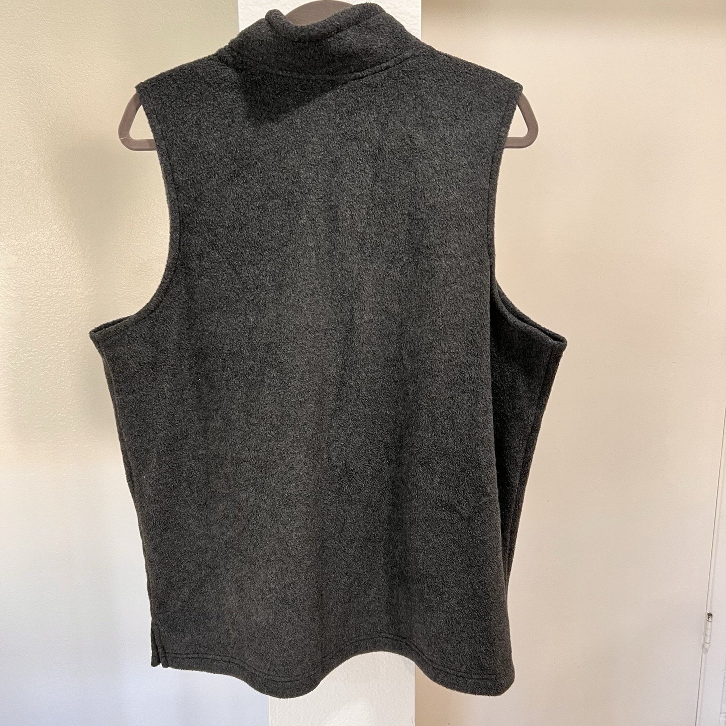 Y2k 90s Fleece Vest 1X Grey Embroidered Floral Rustic Cozy Grannycore Kitsch