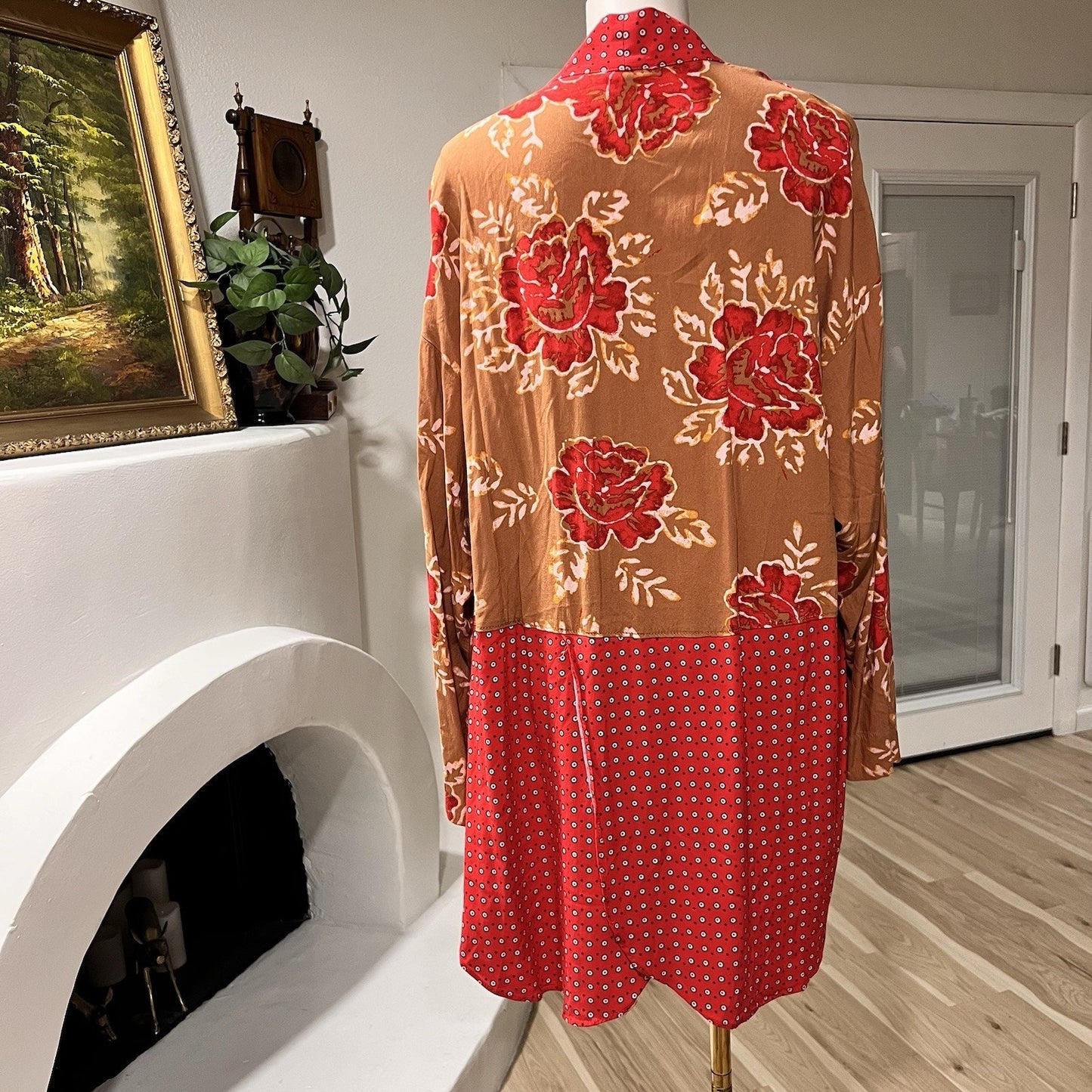 Free People (M) Forget Me Knot Kimono Cover Up Boho Hippie Robe Floral