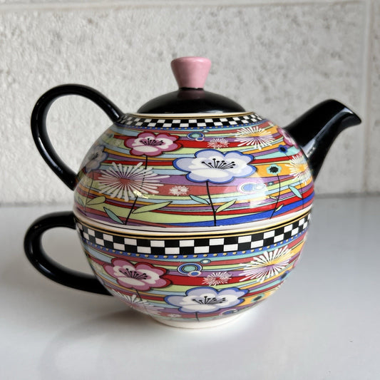 Jameson & Tailor Designer Porcelain Tea for One Set Teapot Cup Unique Colorful