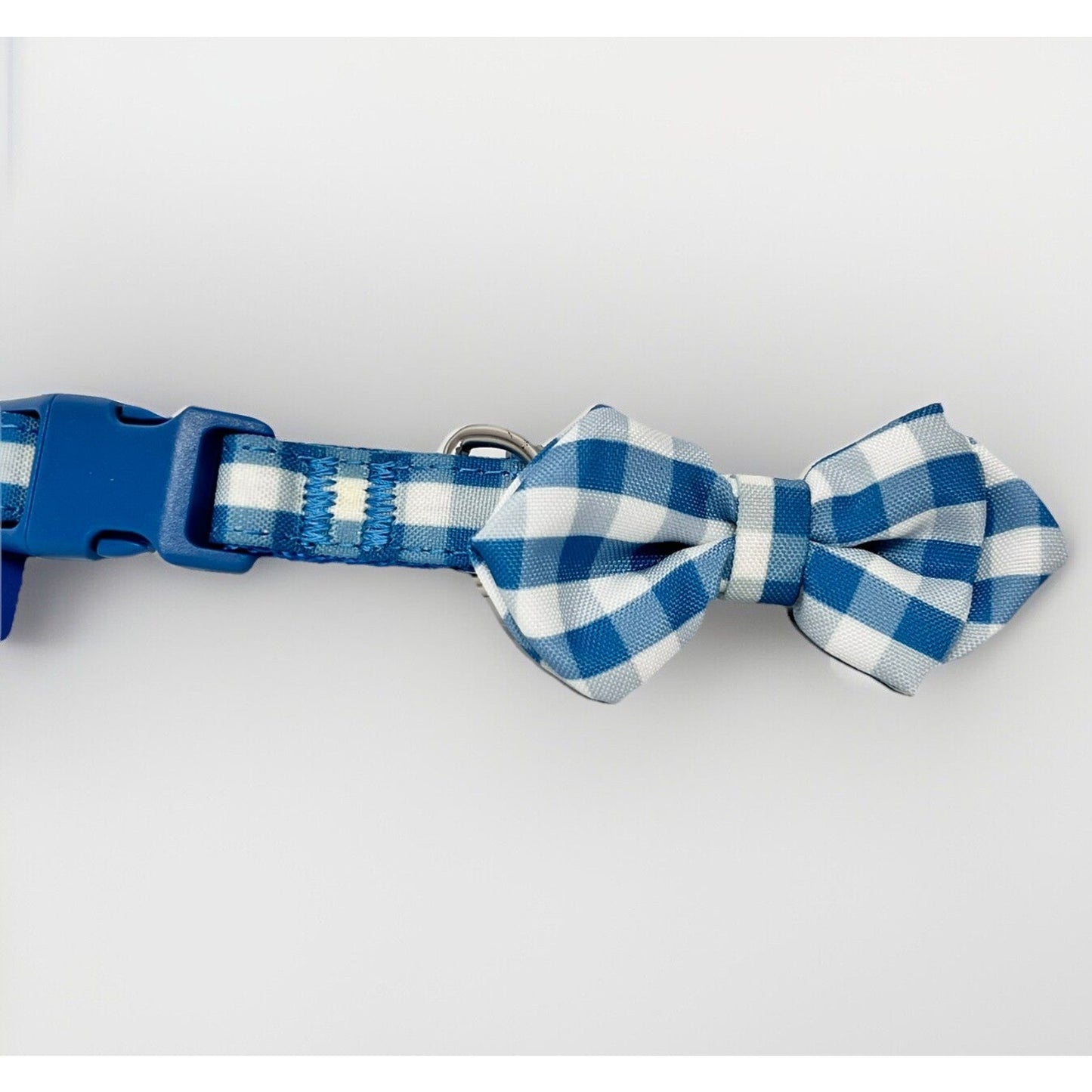 NWT Top Paw (M) Blue White Plaid Puppy Dog Collar with Bow Tie Cute New