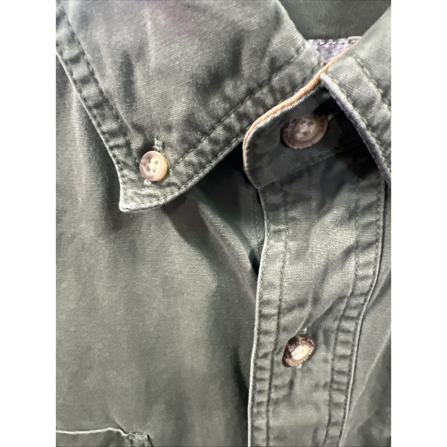Carhartt Olive Green Button Up Long Sleeve Shirt Size Small