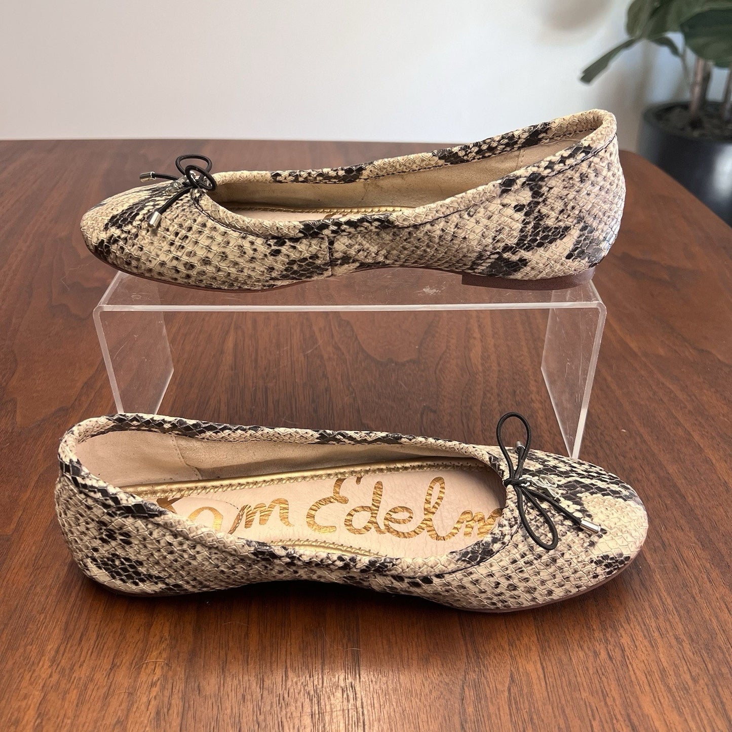 Sam Edelman Sz 5.5 Felicia Ballet Flat Slippers Leather Snake Designer Chic Sexy