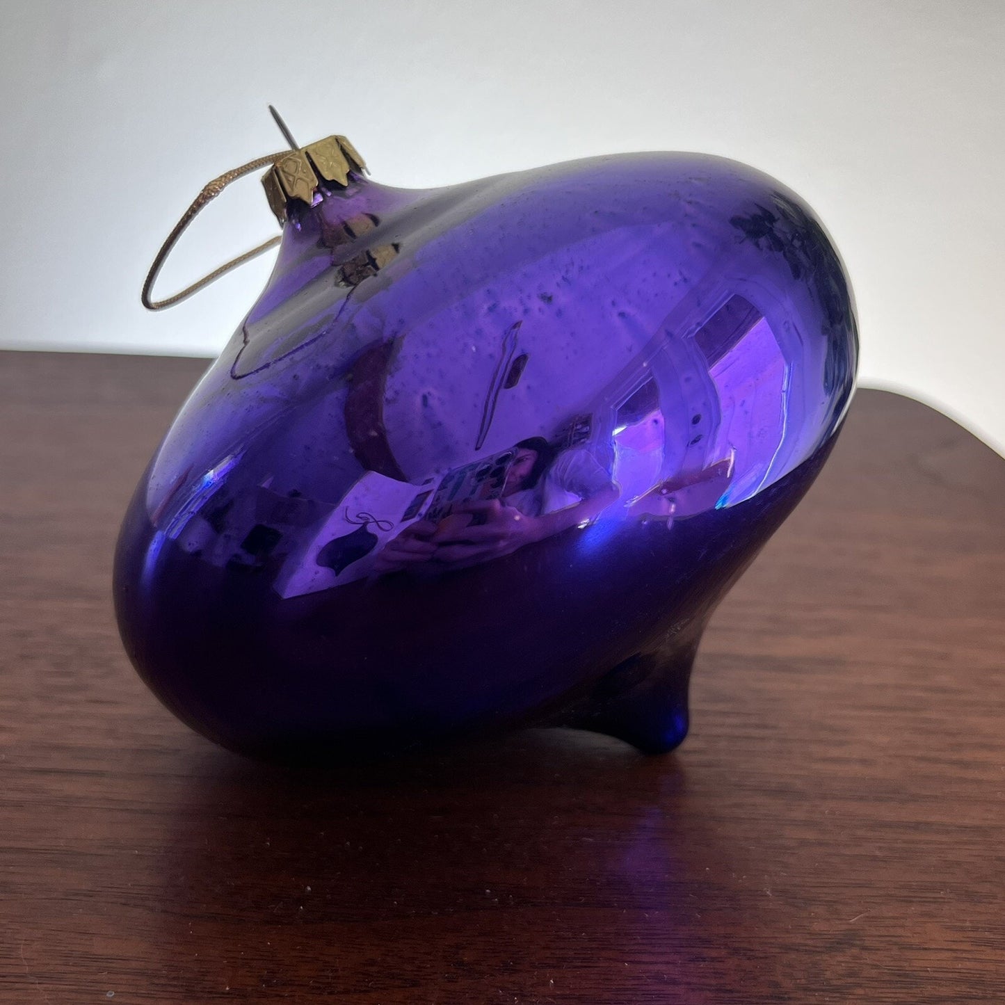 Handblown Department 56 Purple 5” Mercury Glass Tear Drop Ornament #4829-1