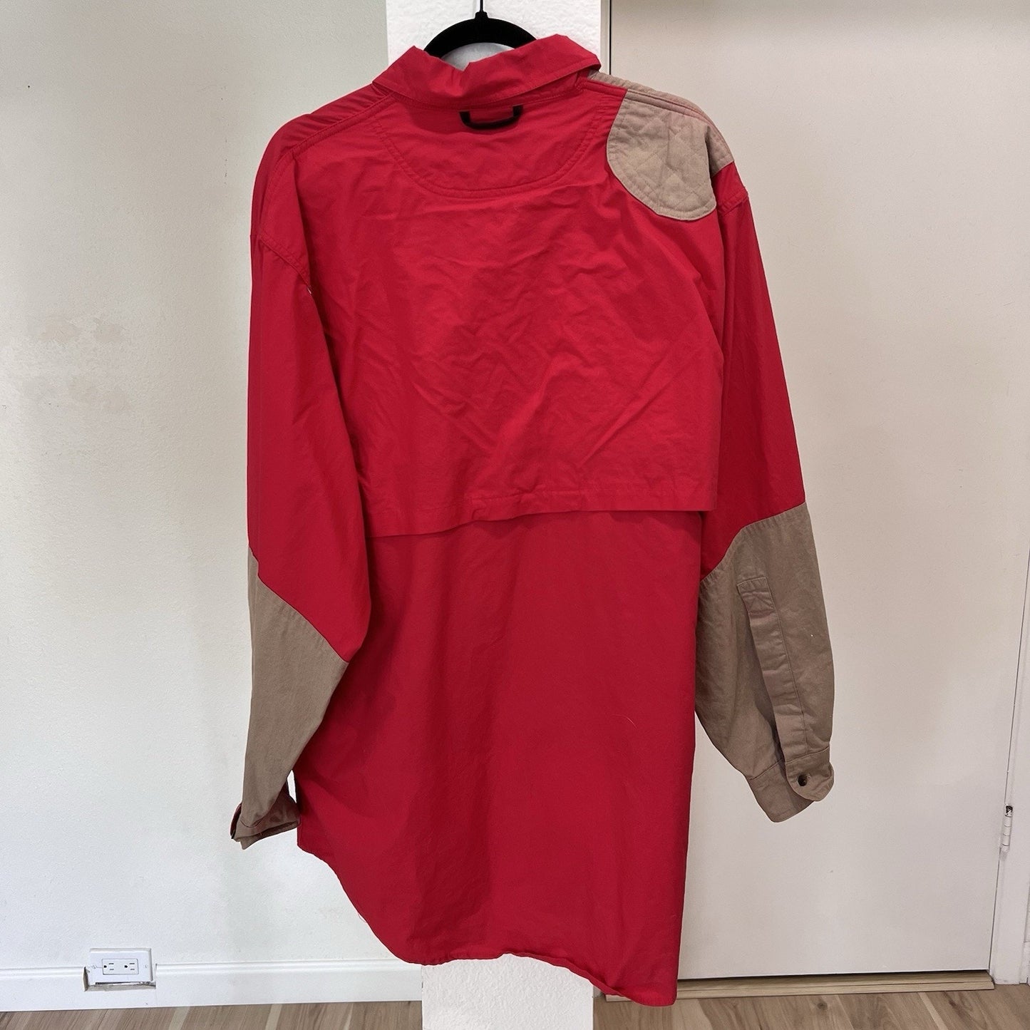 Vtg Lewis Creek 2XL Long Sleeve Shooting Shirt Red Quilted Padded Hunting Field
