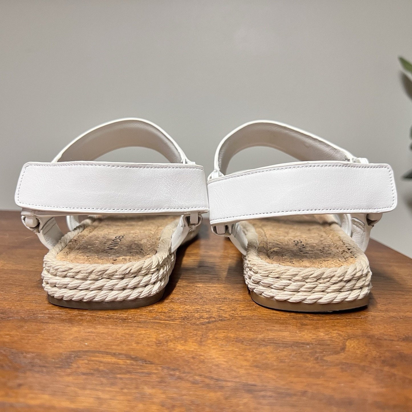 Vince Elian Leather Espadrille Sandal 6M White 36 EU Designer Luxury Cork