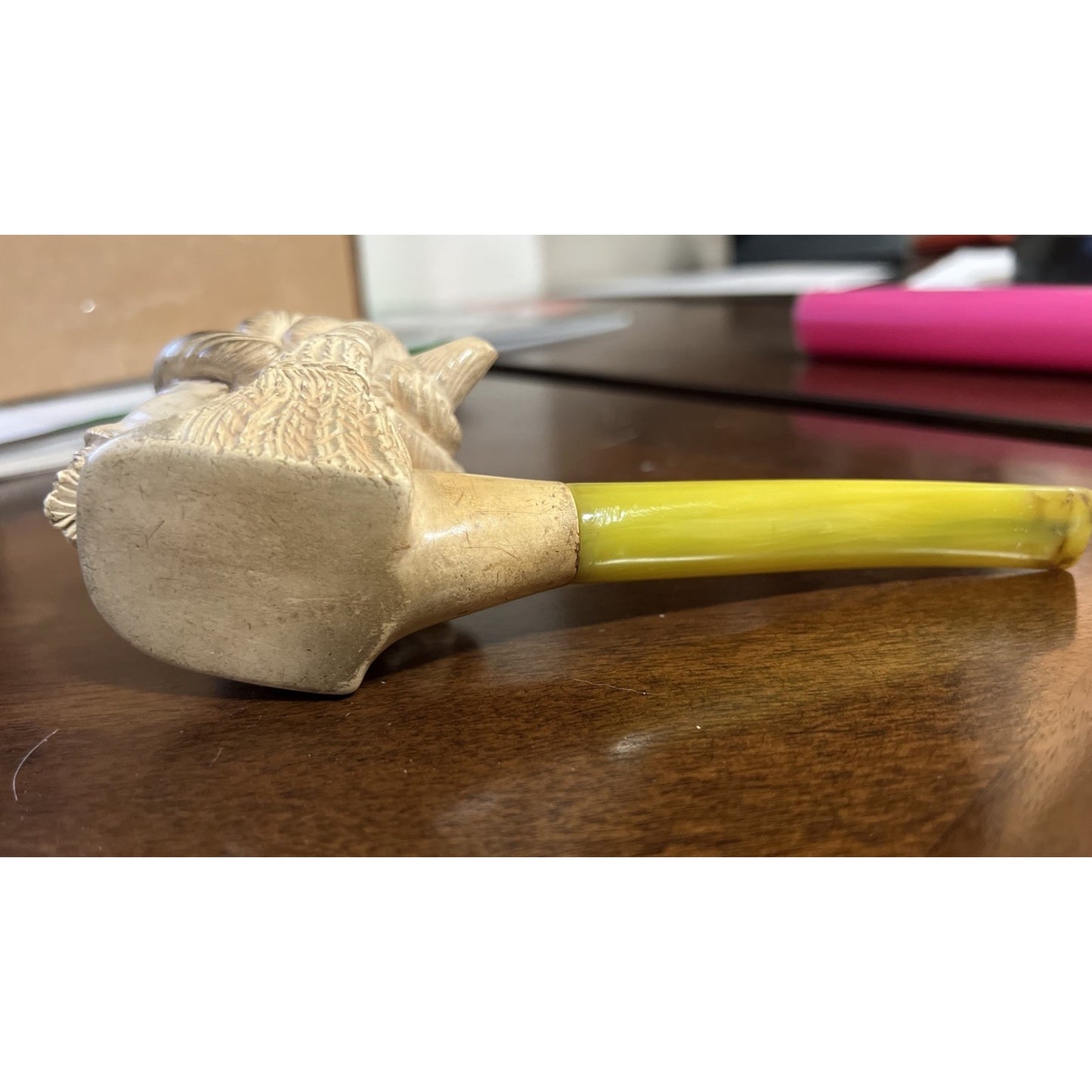 Vintage Hand Carved Sultan Bent Billiard Meerschaum Estate Tobacco Sitting Pipe