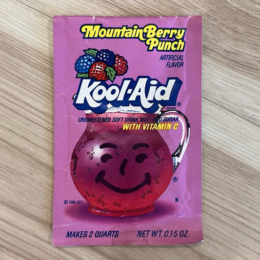 Vintage 1986 Kool-Aid Mountain Berry Punch Flavor Packet NOS Rare