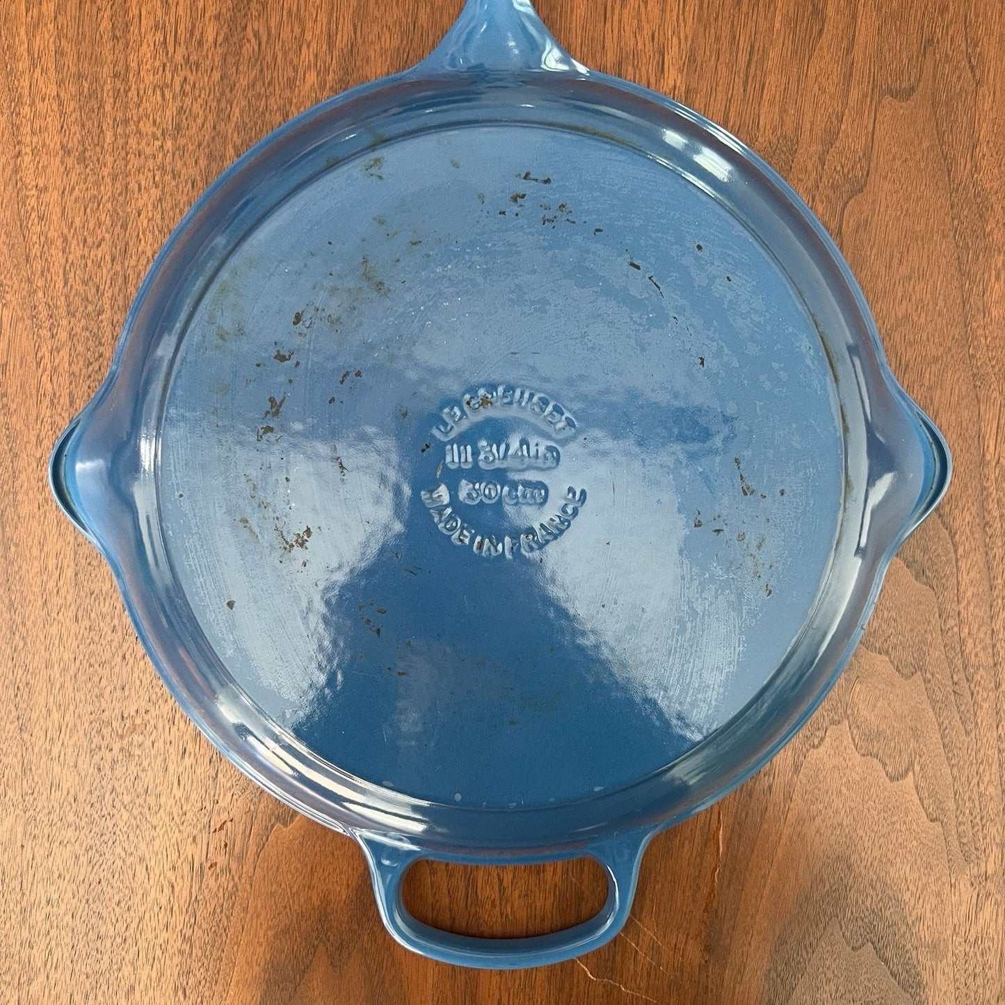 Le Creuset Signature Enameled Cast Iron 11.75” Skillet Marseille Blue Great Cond