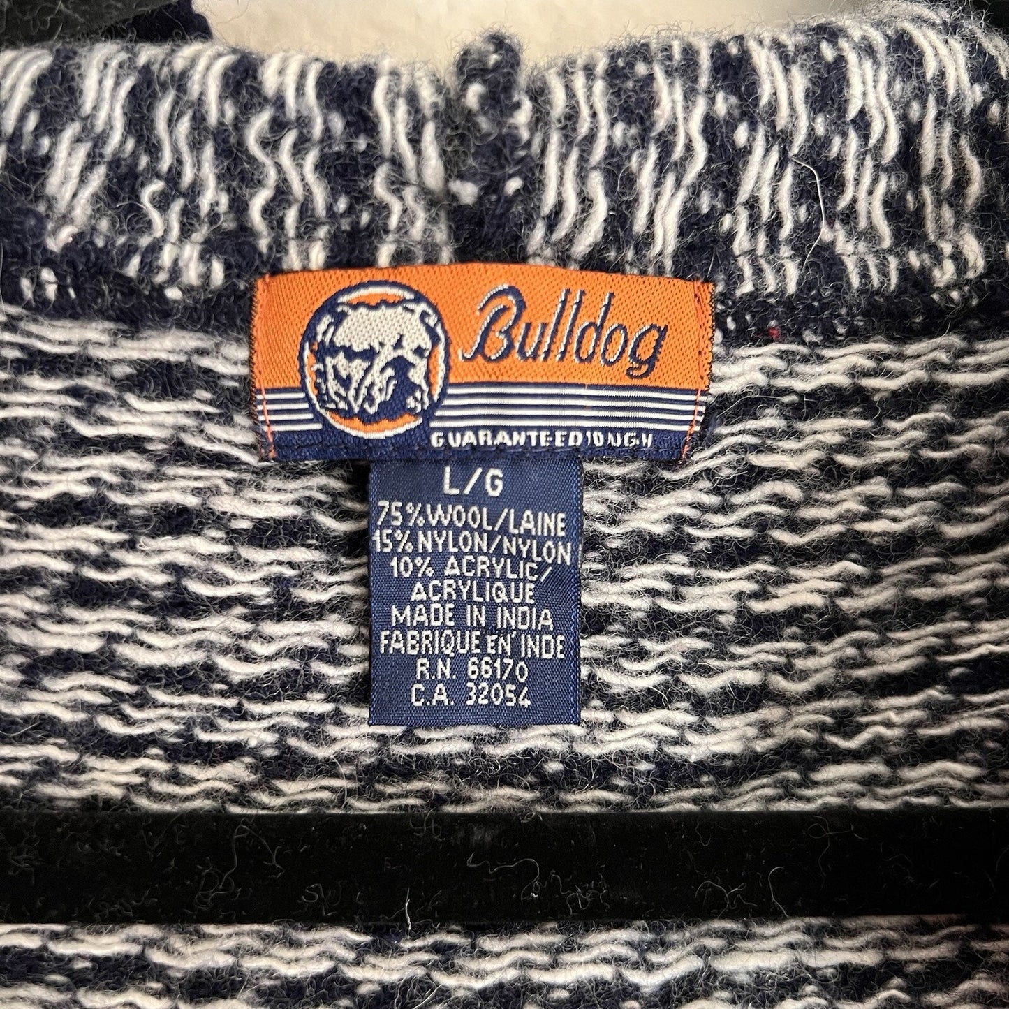Vintage (L) Bulldog BDG Urban Outfitters Wool Knit Patchwork Full Zip Hoodie