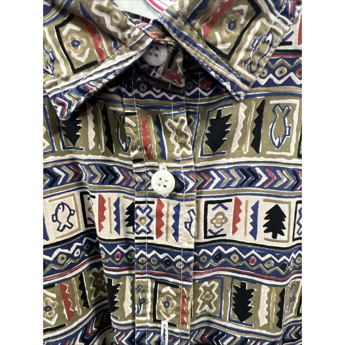 Columbia Outdoor Pattern Button Up Collared Short Sleeve Shirt Sz. Large