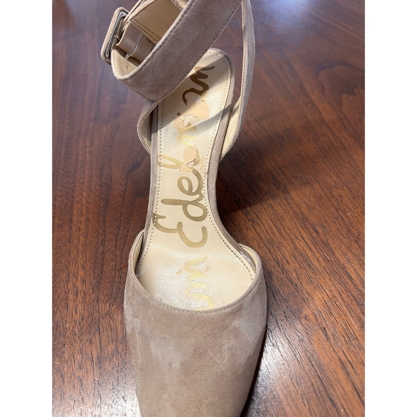 Sam Edelman Okala Ankle Strap Pump Women's 6 Tan Buckle Leather Pointed Toe