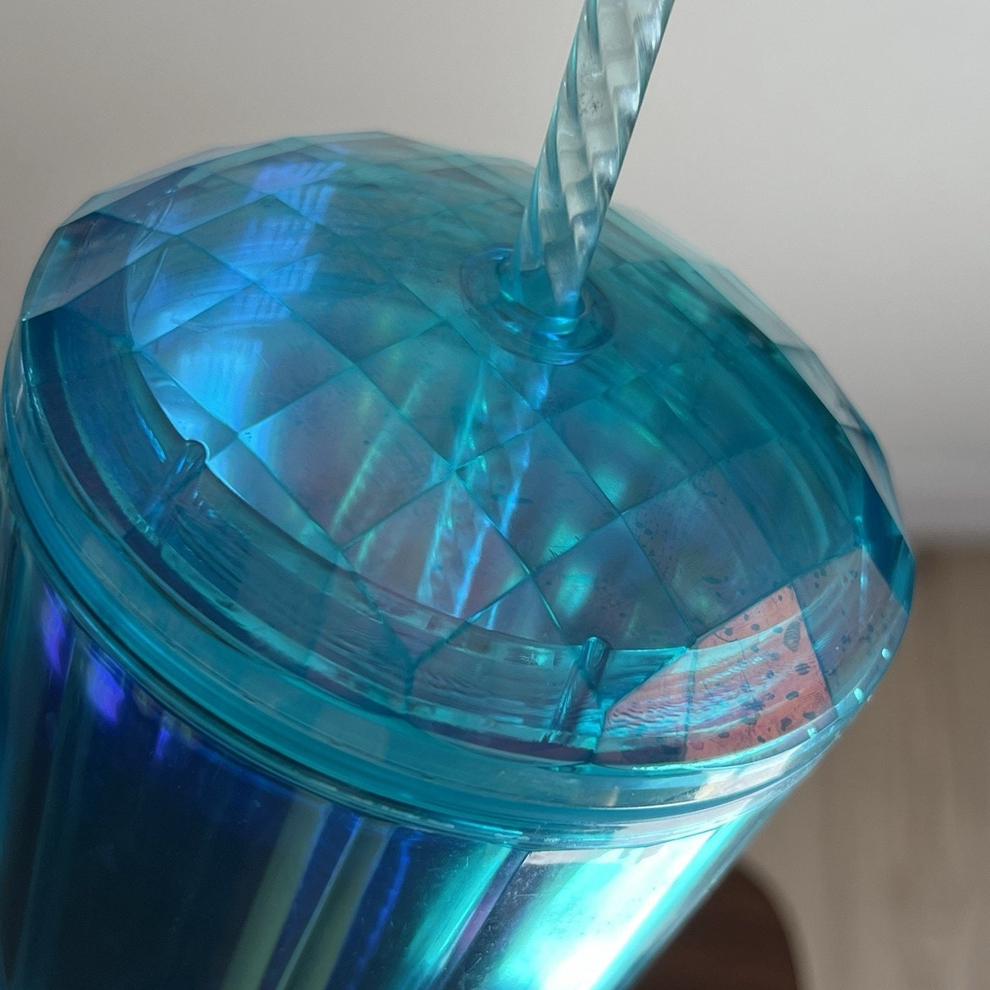 Starbucks Venti Turquoise Blue Iridescent Kaleidoscope Tumbler 24 oz Straw