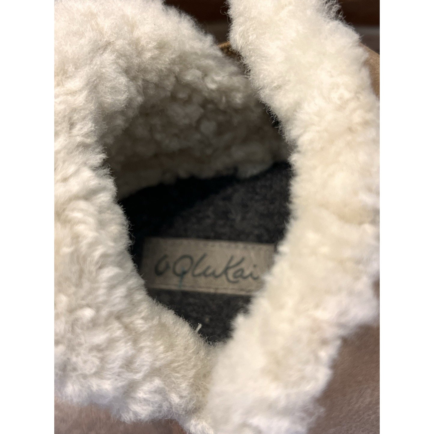 Olukai Malua Hulu Boots Women’s Sz 9 Shearling Lined Nubuck Leather Tan