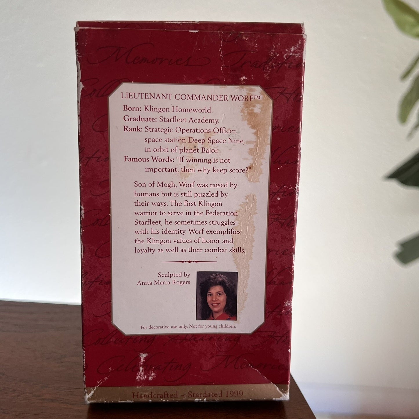 1999 Hallmark Lt. Worf Star Trek Deep Space Nine Christmas Ornament Collectible