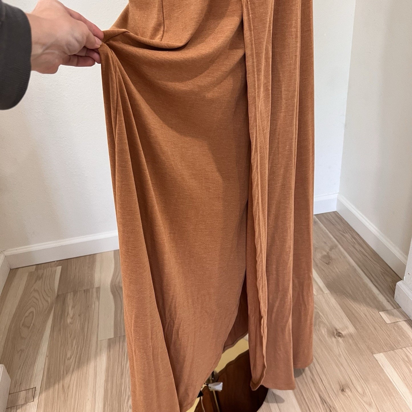 Halara XL Tank Dress U-Neck Sleeveless Split Flowy Maxi Jersey Lagenlook Pumpkin