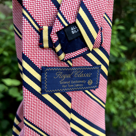 Royal Classic Tailored for Tom James Silk Mens Regimental Striped Necktie
