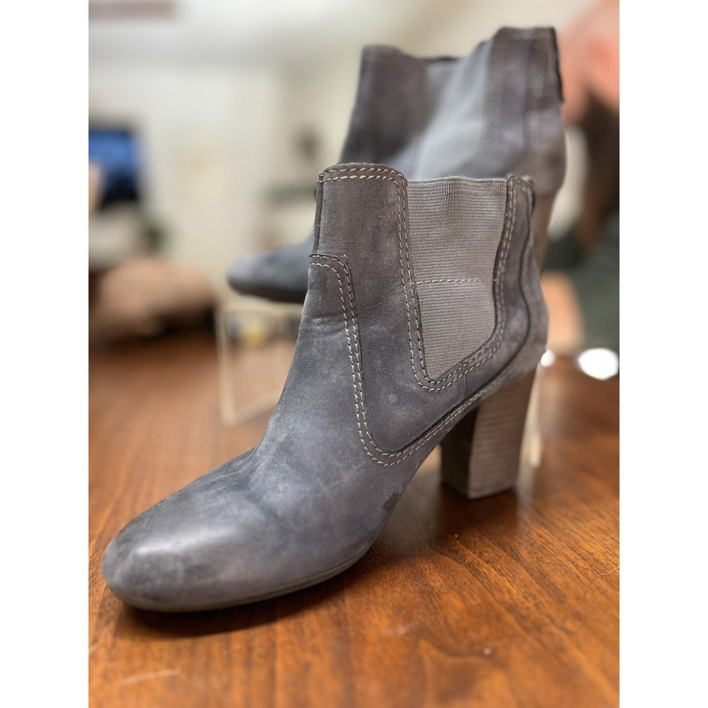 Clarks Womens Stroll Valley Boots Block Heel Blue Size 6M
