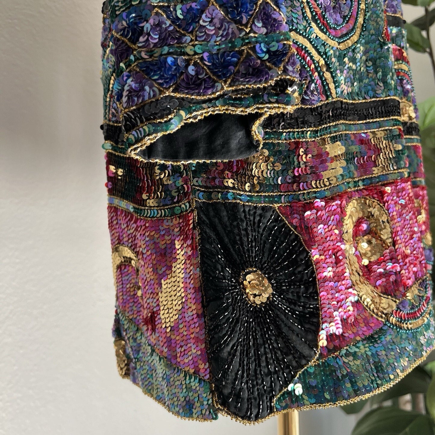 100% Silk Vintage Jean for Joseph Le Bon (M) Sequin Holiday Unique Retro Jacket