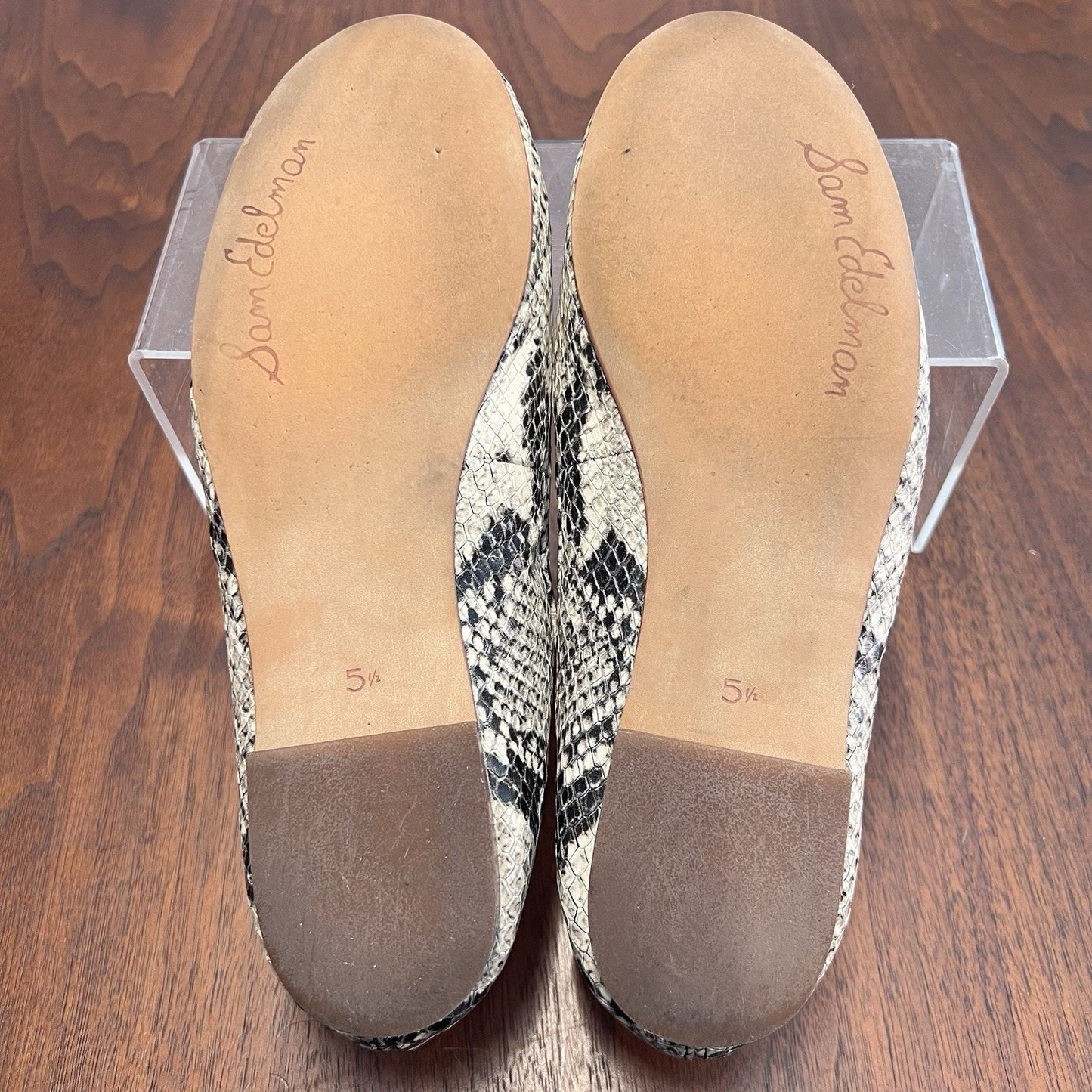 Sam Edelman Sz 5.5 Felicia Ballet Flat Slippers Leather Snake Designer Chic Sexy