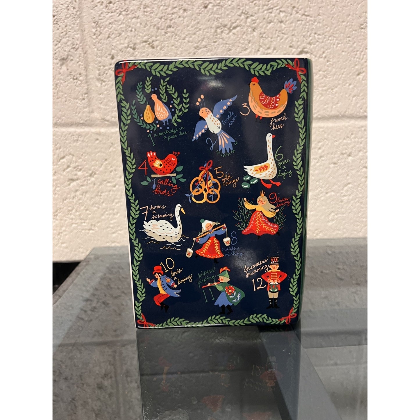 NWT Steel Mill & Co 12 Days of Christmas Ceramic Book Vase
