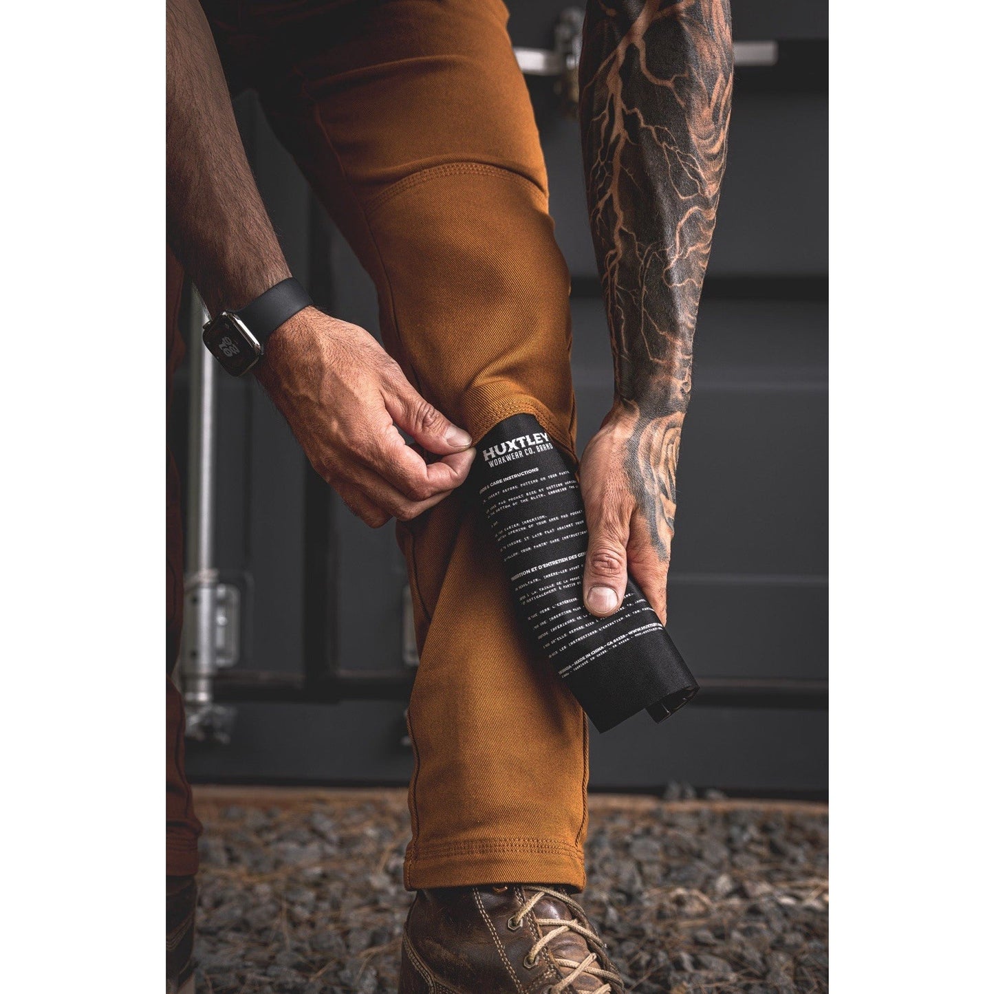 Huxtley FX-1 Work Pants 36x30 Triple Stitch Double Knee Adjustable Waist Brown