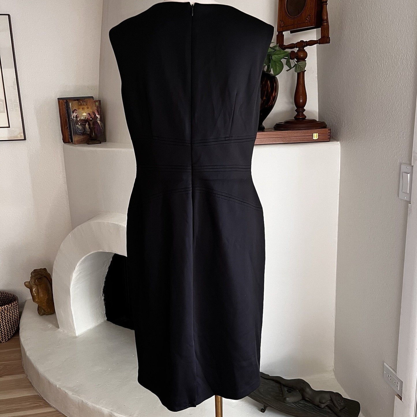 Ellen Tracy Sz 10 Black W/ Gold Holiday Party Elegant Classy Cocktail Dress MOB