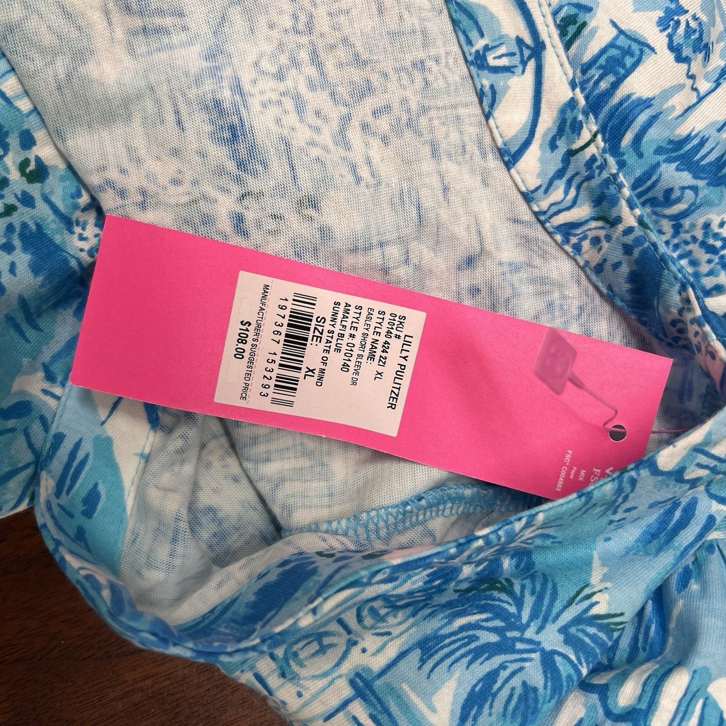 NWT Lilly Pulitzer XL Easley Short Sleeve Dress Sunny State Of Mind Amalfi Blue